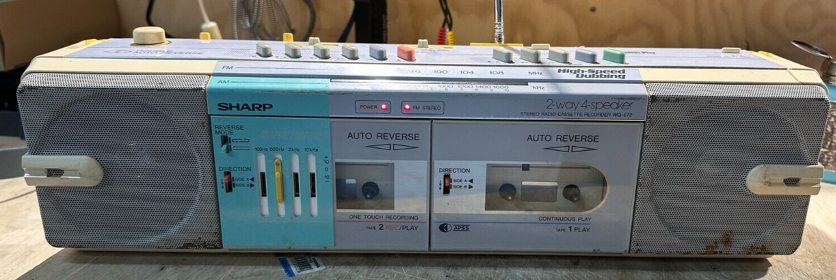 Vintage Sharp WQ-572 Dual Cassette Recorder AM/FM Radio Retro