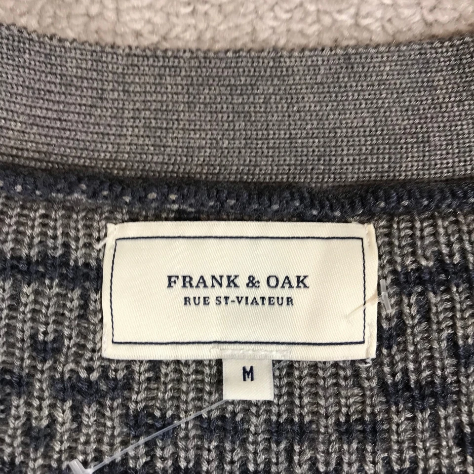 Cardigã Frank & Oak Suéter Masculino Médio Ilha Justa Cinza Azul Lã Casual - Imagem 4 de 4