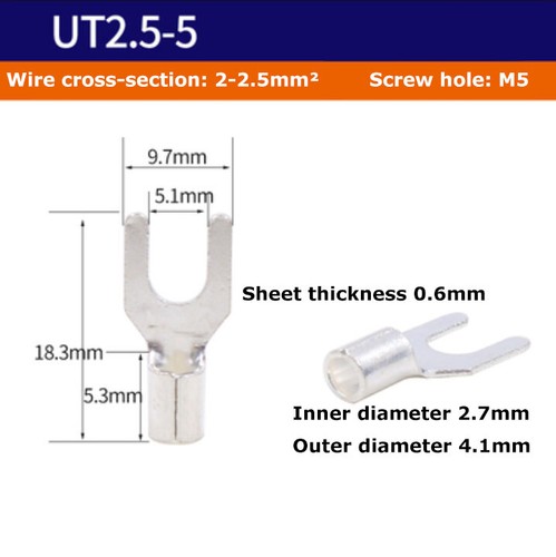 50 Pcs Circular/Forked Cold Pressed Terminal Blocks Wire Connector Copper joint - Picture 32 of 32
