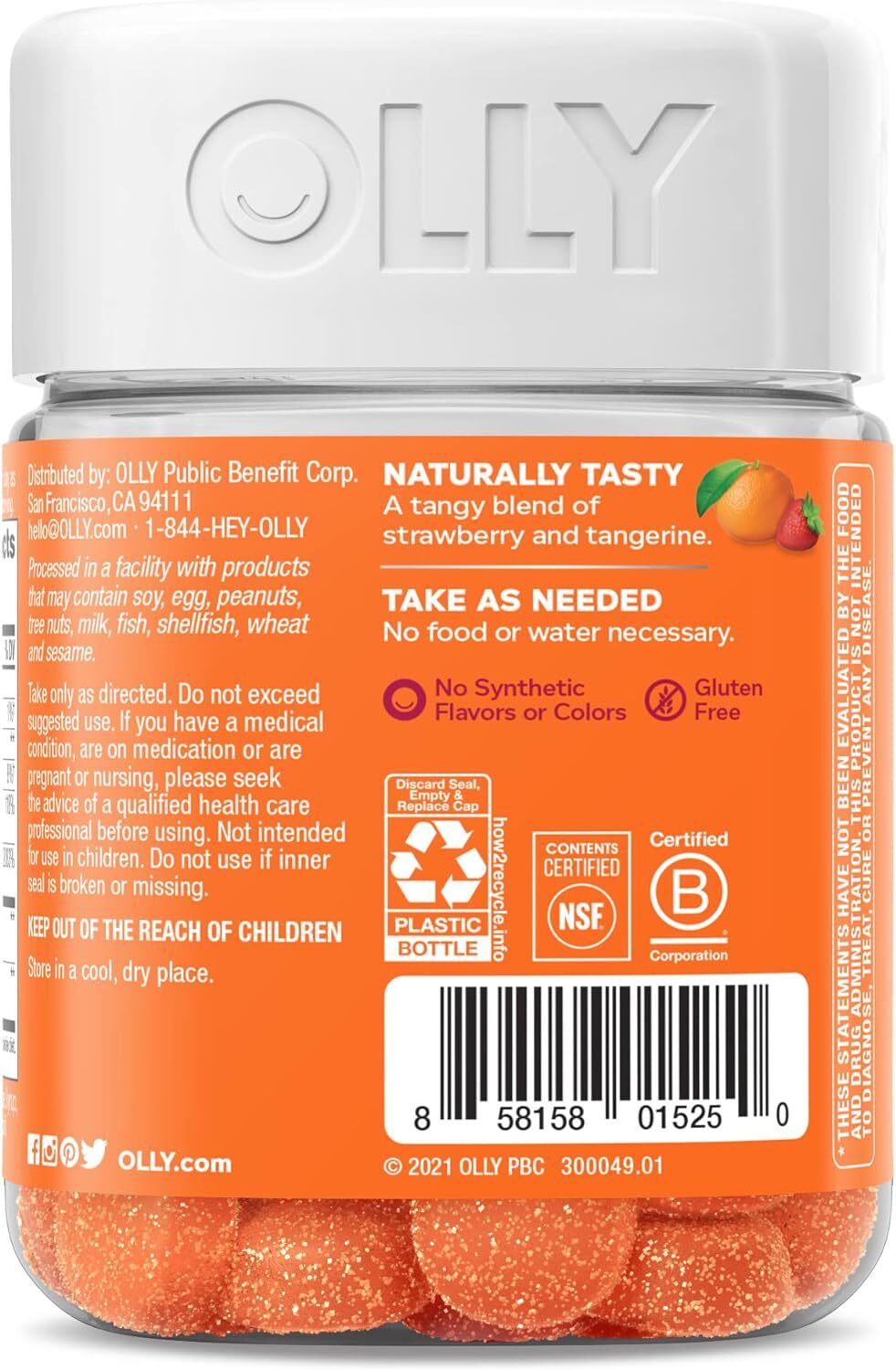 OLLY Laser Focus Ginseng Alpha GPC, B Vitamins, Berry Tangerine Flavor