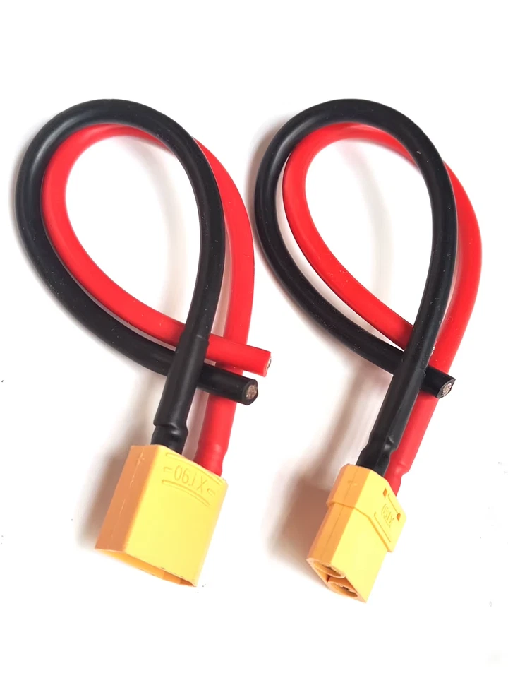 Male & Female XT90 connector pigtail/cable 100mm 14 AWG Silicone RC Wire UK - Image 4 of 4