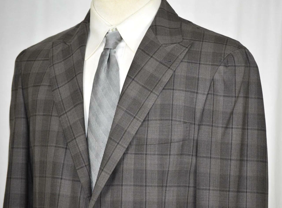 Nuevo Abrigo Chaqueta Brunello Cucinelli Pico Solapa Marrón Claro Glen Cuadros Delgado 40 R Foto 3 de 4