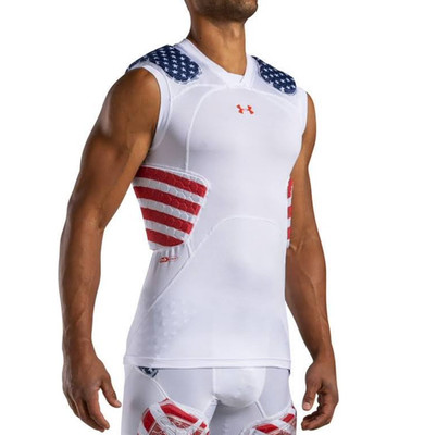 Under Armour Mens Gameday McDavid Hex Pro 5-Pad Top Base Layer Americana Small