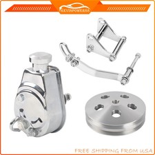 Chrome Saginaw Power Steering Pump 2 Groove Keyway Pulley Brackets For Chevy Gm
