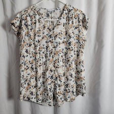Liz Claiborne Blouse BOHO Cottage Floral XXL Plus Floral Casual Flowy Button up