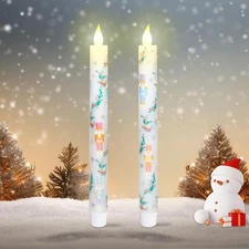 Christmas Decor Flameless Taper Candles with Remote Control & Timer, Nutcrack...