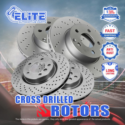 Front and Rear Cross Drilled Rotors for 2008-2014 Lexus LX570