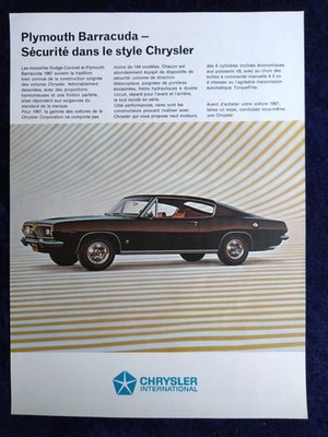 Plymouth Barracuda, originale Werbung aus 1967, ganzseitig