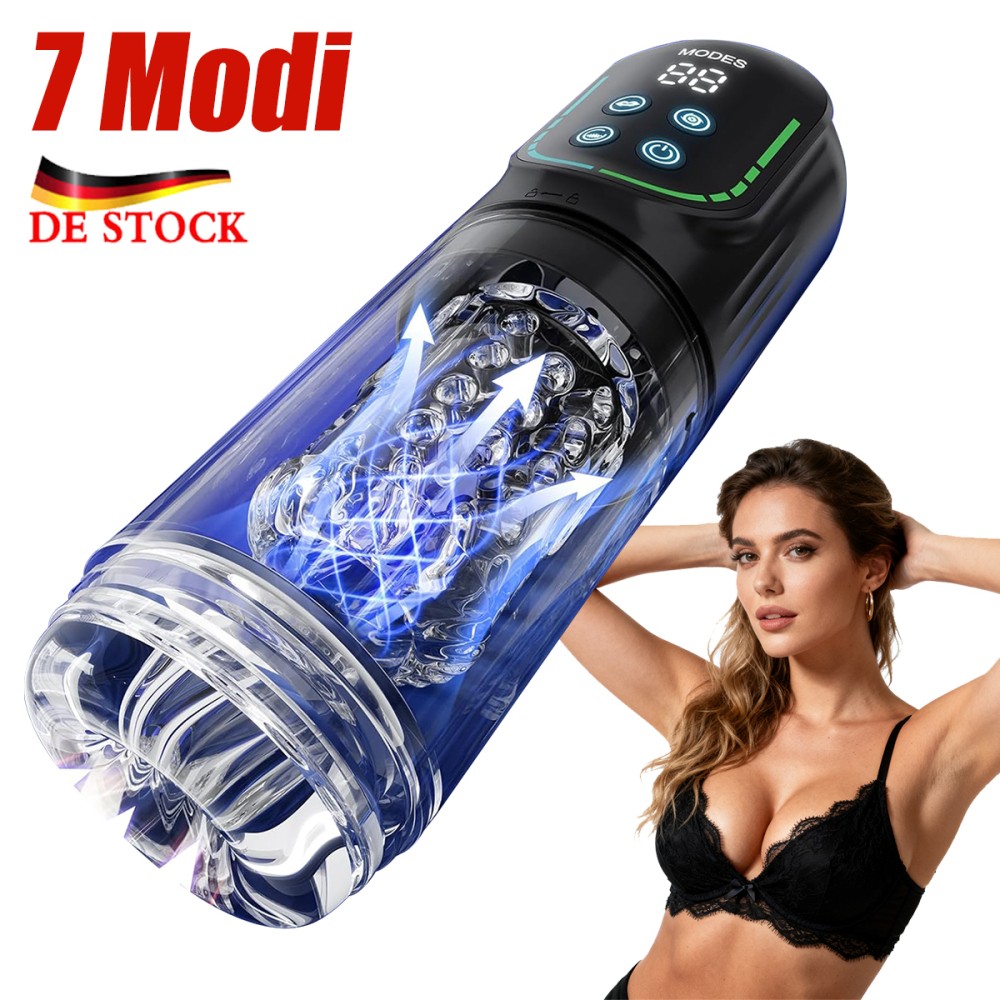 Herren Elektrisch Masturbator Handfrei Teleskop Rotierende Cup Penis Stimulator~