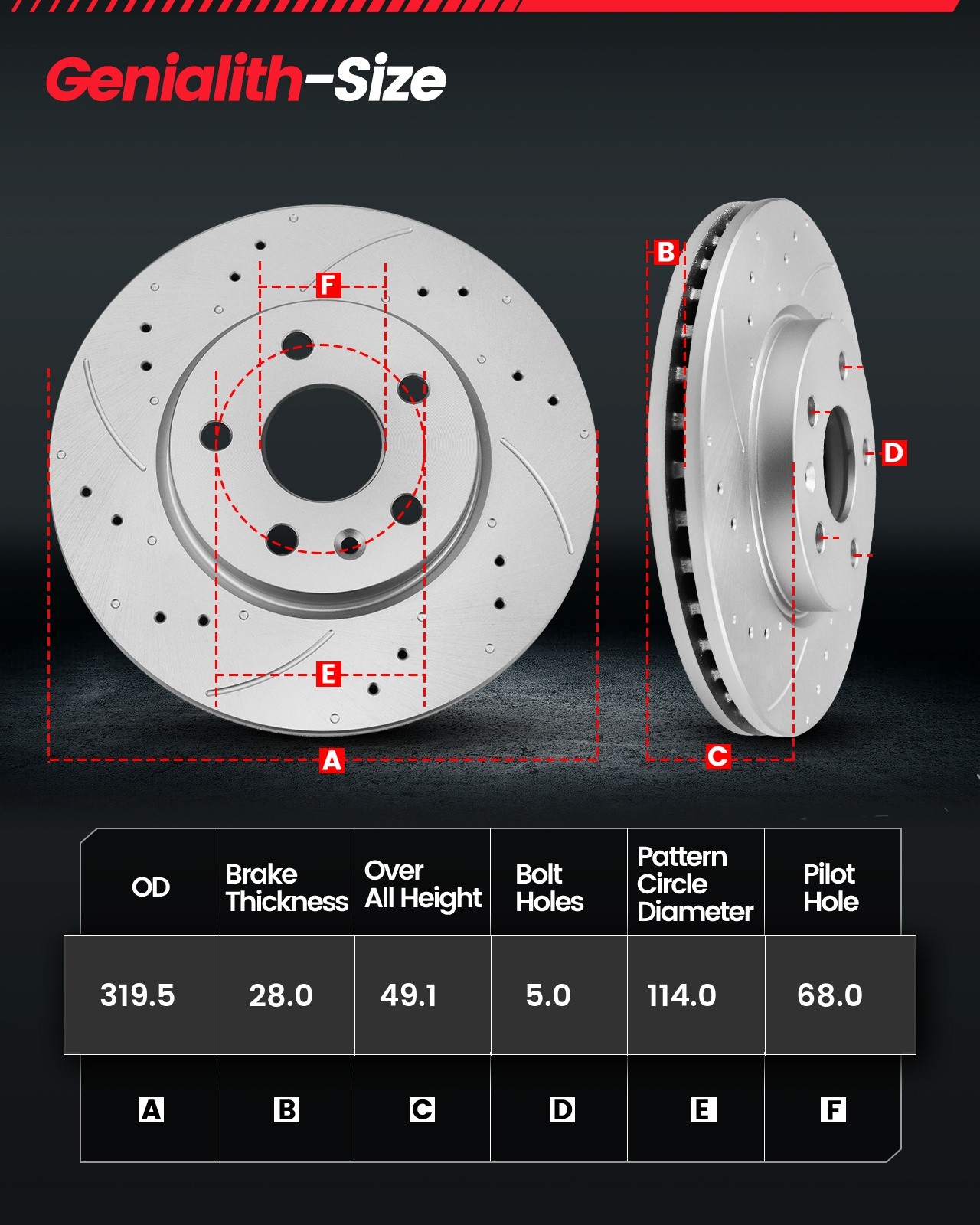 12.6" Front Drilled & Slotted Rotors + Brake Pads for Nissan 350Z 370Z 2006-2019 thumbnail 2