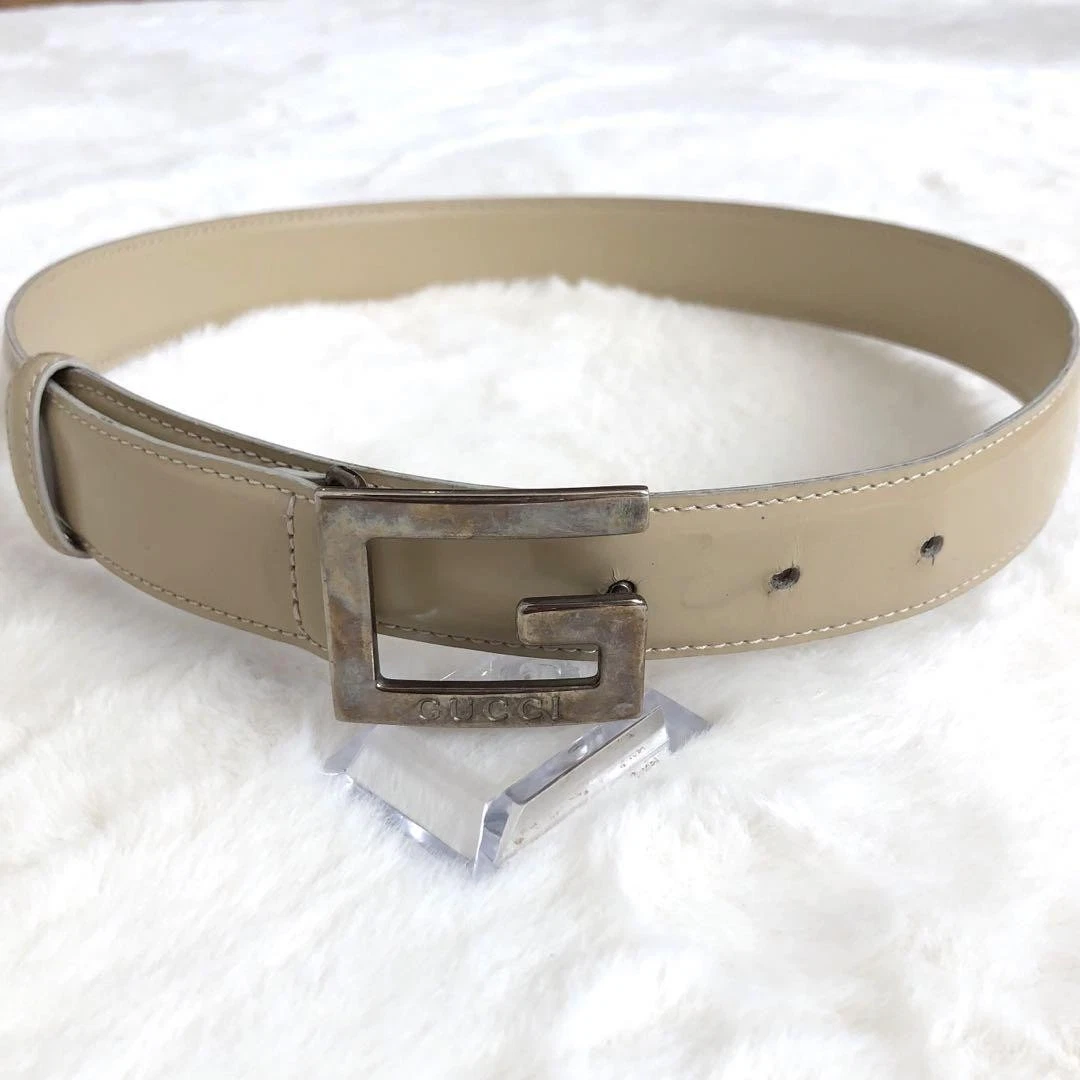 GUCCI 65/26 037 0959 0959 Ceinture Cuir à Boucle 5G pour Femme, Beige, 3 Trous