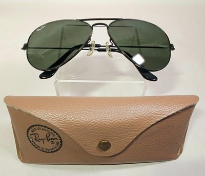 Vtg RAY-BAN B&L L2823 VRAS Small 55mm Black Aviator Sunglasses  USA + Cas (Read)