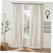 100 Blackout Curtains for Bedroom, Black Out 50"W x 84"L Pack of 2 Beige