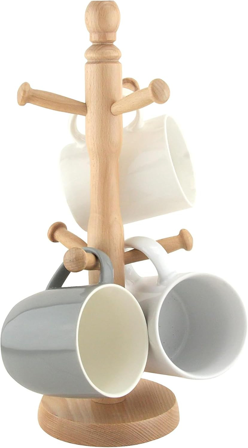 Wooden Mug Holder Tree for Kitchen | Mug Tree for Coffee & Tea Cups | Mug Stand