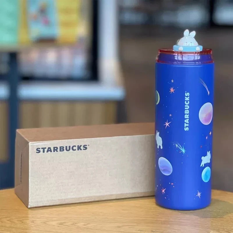Nuevo Starbucks China 2024 Festival Medio Otoño Astronauta Conejo Azul 19oz Taza SS Foto 3 de 4