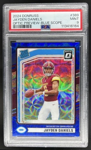 2024 Donruss Jayden Daniels Optic Rated Rookie Preview Blue Scope #389 PSA 9