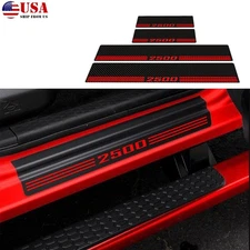 4pcs For RAM 2500 Carbon Fiber Red Cab Car Door Sill Protector Cover