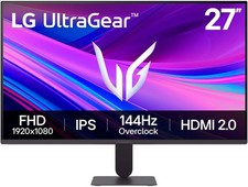 LG 27" UltraGear FHD 144Hz Overclock Gaming Monitor with AMD FreeSync, 27G411A