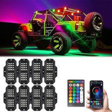 LED Rock Lights for Trucks RGB Rock Lights Kits, Waterproof Multicolor 8 Pods