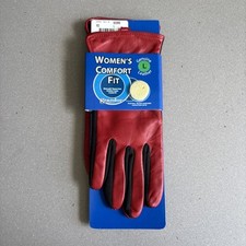 NWT Women's Comfort RED Leather Memory From Gloves Sz Large