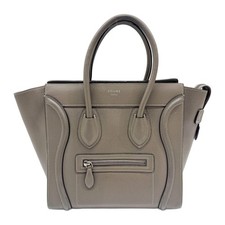 CELINE Micro Luggage Elephant Gray Leather Hand Bag