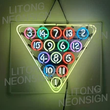 US STOCK Pool Billiards Open Neon Lamp Signs Cave Pool Room Decor Gift 19"x15"