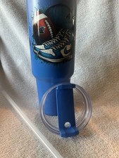 40oz Tumbler Cup With Handle Straw And Lid Custom Carolina Panthers Decal