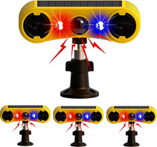 Solar Motion Sensor Alarm - 129Db Sound Strobe Light for Home Security 4 Pack