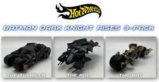 Hot Wheels Batman Dark Knight Rises 3-Pack: Batmobile/ Batplane/ Batcycle NEW