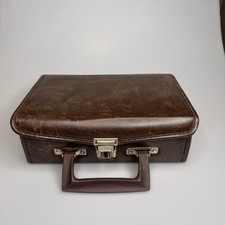 Vintage Cassette Tape Carrying Case 12 Slot Holder Faux Leather BMI Brown Tote