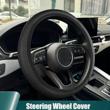 Car Leather Steering Wheel Cover Grip Car Accessories For 1537-38cm Black New