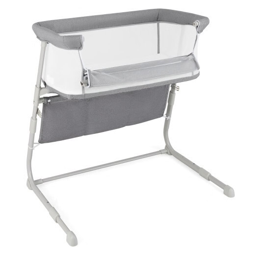 Baby Bassinet Bedside Crib with Adjustable Height Comfy Mattress-Gray