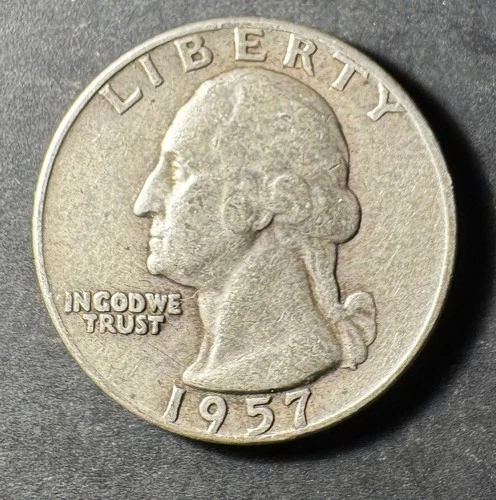 1957-D Silver Washington Quarter (Circulated) - (#3026) Very Fine Condition