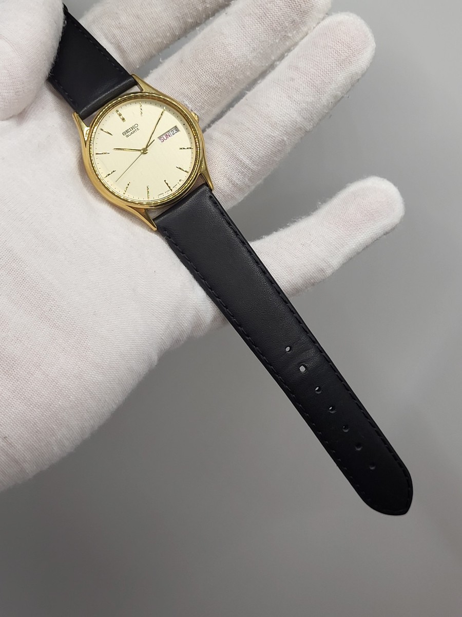 80's〜90's SEIKO kinetic 18k ベゼル JAPAN 34mm [N. MINT] 1980 Seiko Quartz 5Y23-8039 Day/Date Unisex