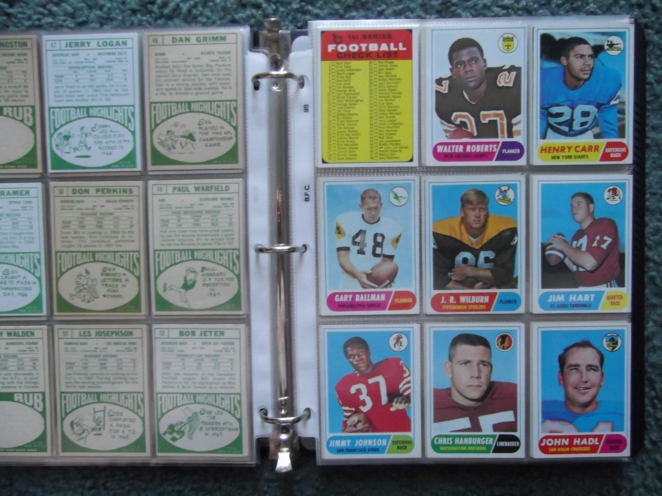 1968 TOPPS FOOTBALL NEAR COMPLETE SET LOT(217/219)w/STARS,HOF,RC's,Binder/Sheets - Image 4 of 4