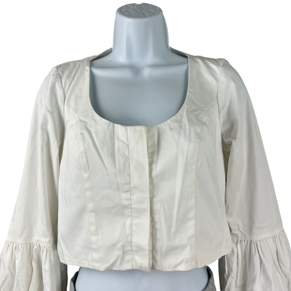 Top corto Alexis manga abullonada para mujer blanco mediano diseñador elegante elegante Foto 3 de 4