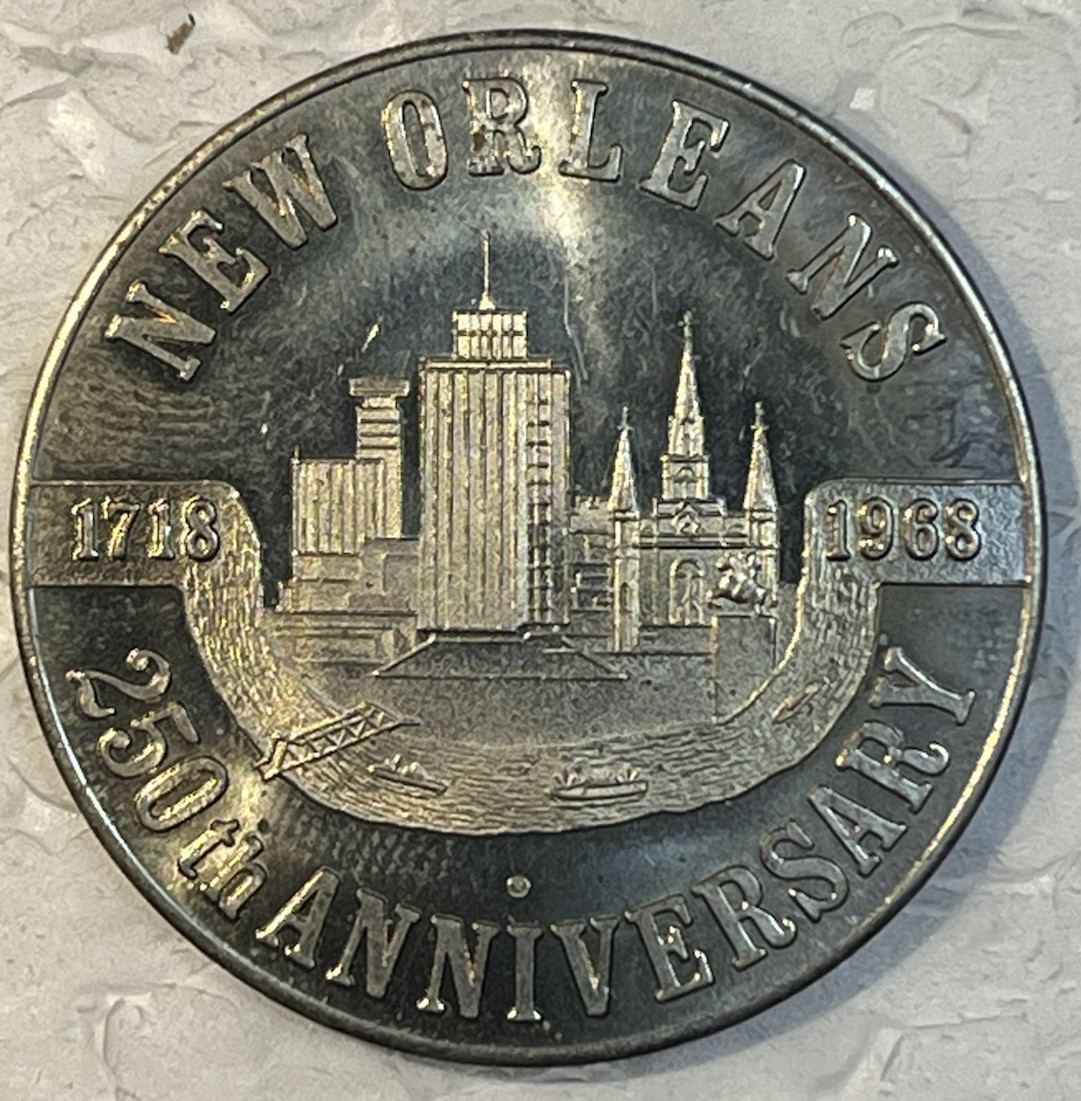 1968 NEW ORLEANS 250th Anniversary Of The Founding Nickel Medal