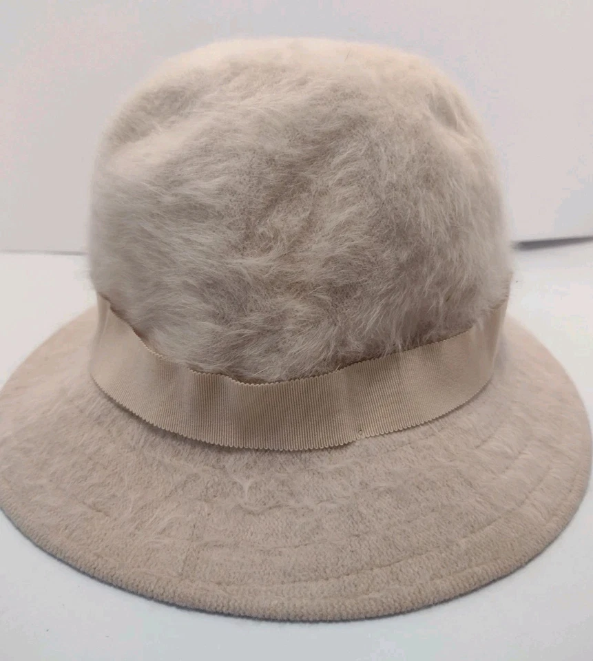 Vintage Kangol Furgora Wide Brim Hat Made in England Beige Plush 20.5” - Image 2 of 4