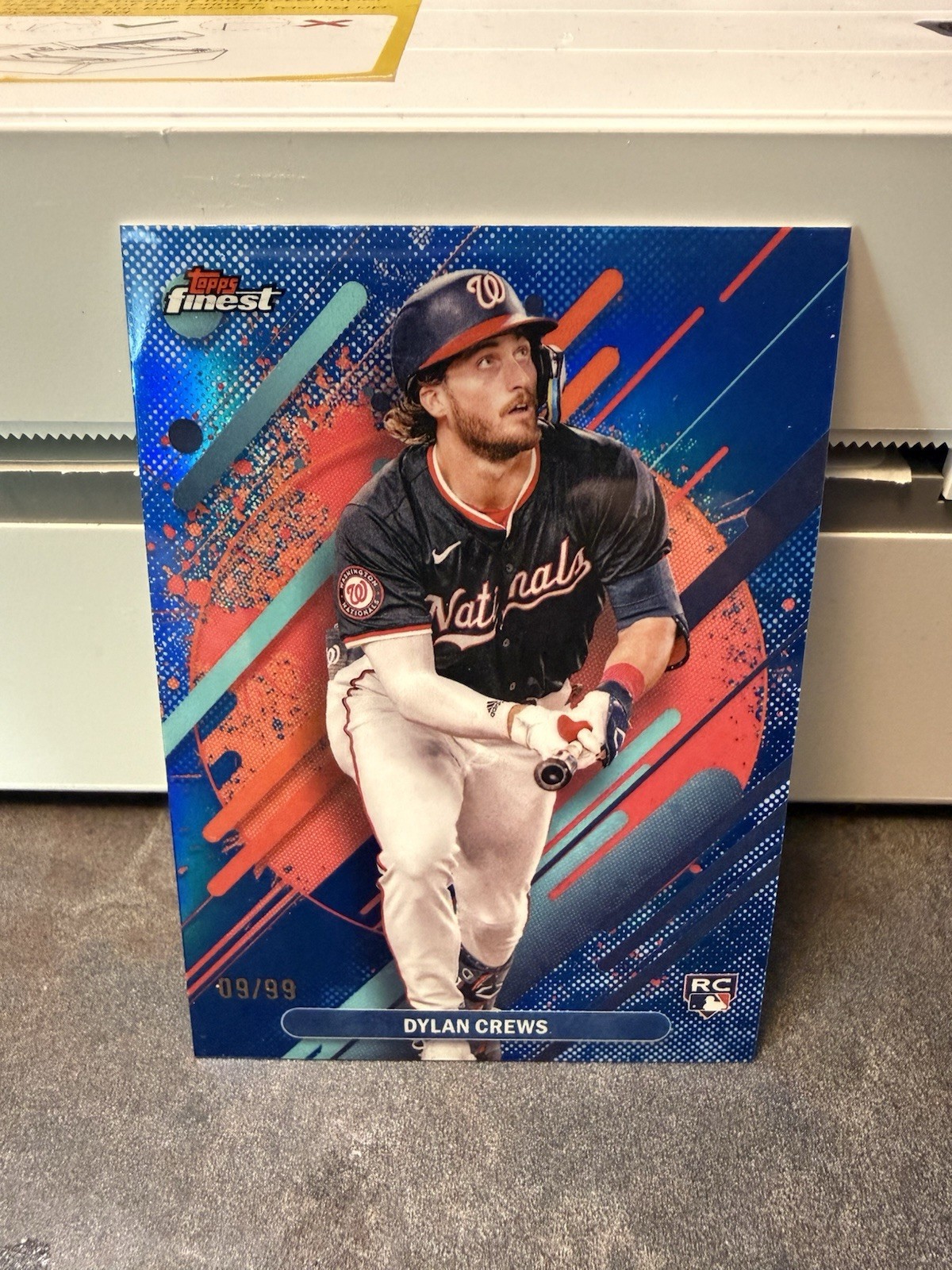 2025 Topps Finest Baseball Dylan Crews Rare Blue RC /99 #280 Nationals