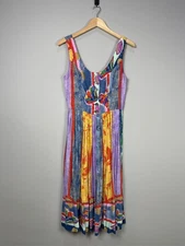 Vintage Platinum by Dorothy Schoelen Multi-color Patchwork Midi Dress Size 10