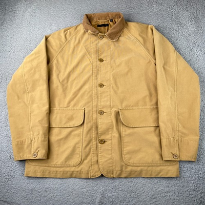 #ad Uniqlo Utility Jacket Mens Large Brown Canvas Corduroy Collar Field Barn Chore $40.00