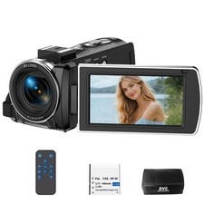 4K Camcorder Video Camera, 64MP Vlogging Camera for YouTube pure black