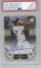 2019 Topps High Tek #HTA-RH Rickey Henderson Auto Black PSA 9 Auto 10 #/50