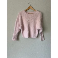 Jessica Simpson 🌿Pink Fuzzy Sweater Women’s XS Long Sleeve Soft Cozy Pullover