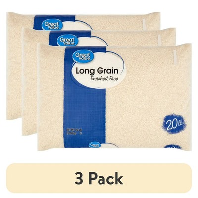 (3 pack) Great Value Long Grain Enriched Rice, 20 lb -New  , free  shipping