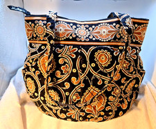 Borsa a tracolla Vera Bradley Caffe Latte cotone trapuntato nero marrone paisley