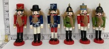 Vintage Wooden Nutcracker Set 6 Pieces Soldier King Christmas Decor 5 Inch