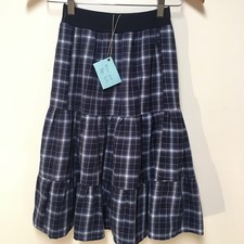 Skirt Flannel Girls 6/7 Maxi Blue Plaid Ruffle Tier Cotton Mom and Pop's Kids