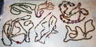 Vtg~7 Strands~353" FANCY Glass Bead Garland~DOUBLE INDENT~RIBBED~PYRAMID~TORPEDO