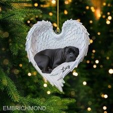 Custom Name Black Cane Corso With Christmas Tree 2D Ornament,
